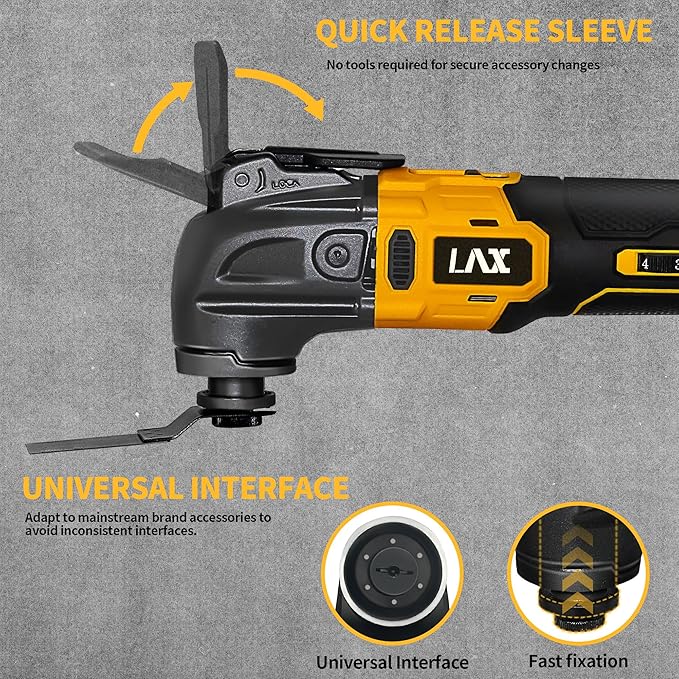 Oscillating Multi Tools for Dewalt 20V Battery, Multi-Use Cutting and Sanding Tool, 4째Oscillation Angle, 6 Variable Speeds, Quick-fit Blade Design with 22pcs Accessories for Cutting, Sanding, Scraping