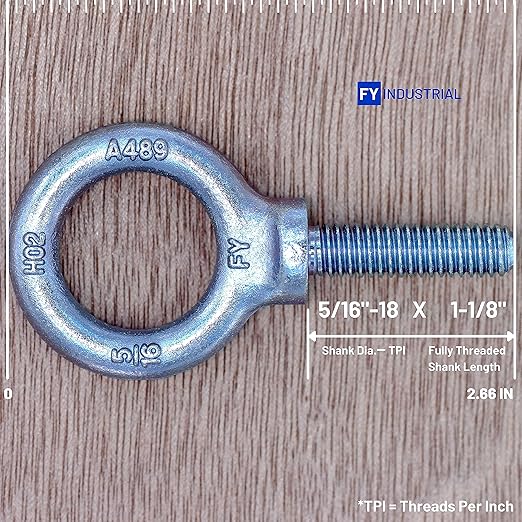 3 Pcs Lifting Shoulder Eye Bolts 5/16" Blue-Bright Zinc Plated