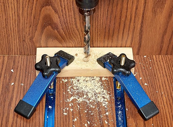 HOTTARGET Aluminum T-track Hold Down Clamps,6-3/8"L x 1-1/4"Width-Woodworking and Clamps - High Strength Aluminum Alloy 6063 - Fine Sandblast Anodized - Blue Color (T-track Hold Down Clamps 2pk)