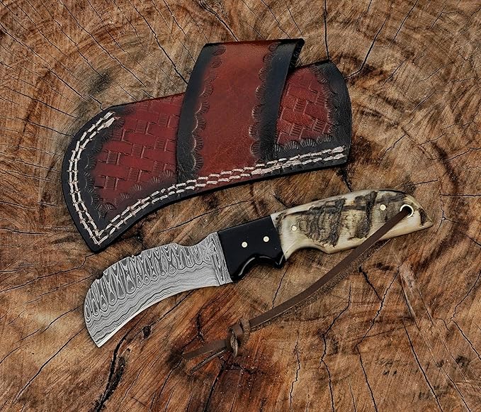 Handmade 1095 Steel Lineman’s Hawkbill knife with Leather sheath, Heavy Duty Utility Knife blade Electrician Wire Skinning knife for professional.