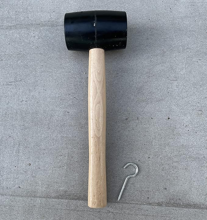 Sandbaggy Rubber Mallet | 20 oz Industrial Grade | For Applications Like Construction & Landscaping | Made of Solid Oak | Comfortable for All Day Use | Includes Tent Peg Remover (Pack of 12, Black)