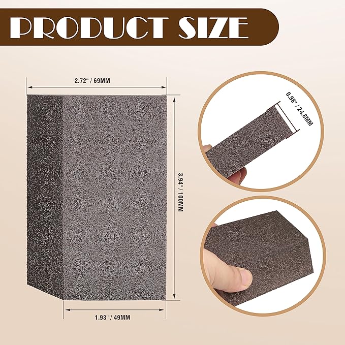 8pcs Angled Sanding Blocks Assortment Kit, Sponge Sand Block Washable and Reusable, Wet & Dry Sandpaper Block for Wood Metal Drywall and Furniture Paint - 60/80/100/120 Grit
