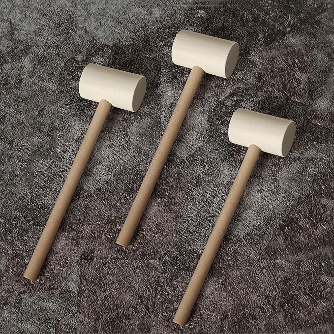 MIHEY 36 Pcs Wooden Hammers for Chocolate, Wood Mallets for Breakable Heart, Small Mallets Crab Hammers