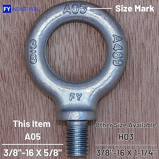 2 Pcs Lifting Shoulder Eye Bolts 3/8"-16 X 5/8" | Blue-Bright Zinc Plated