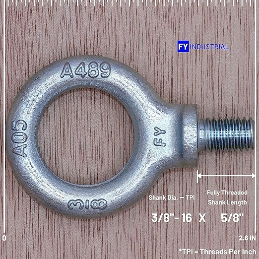 2 Pcs Lifting Shoulder Eye Bolts 3/8"-16 X 5/8" | Blue-Bright Zinc Plated