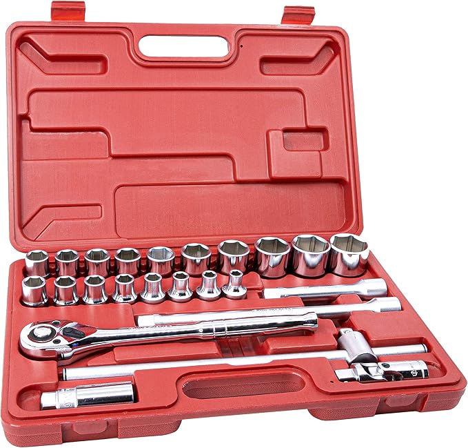 Genius Tools GS-424MA 24 Piece 1/2" Dr. Metric Hand Socket Set