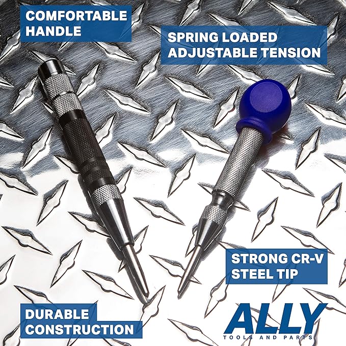 ALLY Tools Super Strong 6 Inch and 5 Inch Heavy Duty Automatic Center Punch, Perfect Automatic Center Punch for Metal, Wood, Plastic, Glass, and Marble ??Features Spring Loaded Center Punch Design