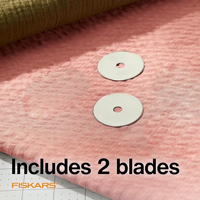 Fiskars 60mm Titanium Rotary Blades (2 Pack) - Rotary Cutter Blade Replacement - Crafts, Sewing, and Quilting Projects - Silver