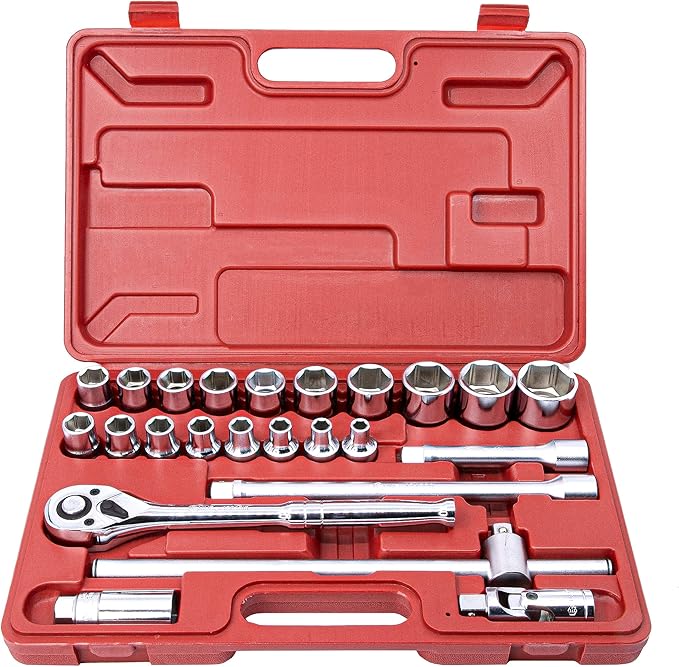 Genius Tools GS-424MA 24 Piece 1/2" Dr. Metric Hand Socket Set