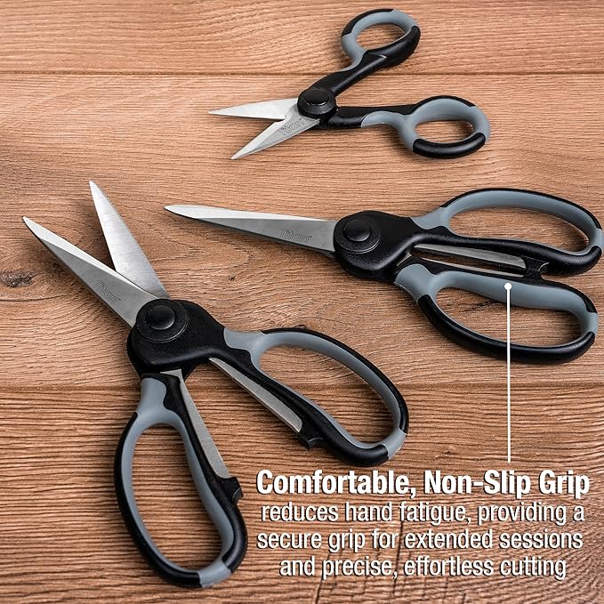 Titan Heavy Duty Scissors Set of 3 Commercial Grade Stainless Steel Shears for Office Crafting Sewing and Home Use All Purpose Scissors with Comfortable Grip for Everyday Cutting 8 and 5.5