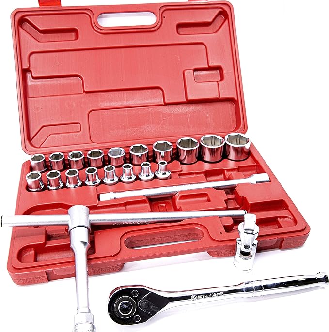 Genius Tools GS-424MA 24 Piece 1/2" Dr. Metric Hand Socket Set