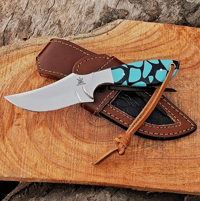 Handmade Cowboy Knife for Men & Women,Outdoor Camping Hiking Knife,Stainless Fixed Blade 7.5’’ Gift for Boy Friend, Full tang knife
