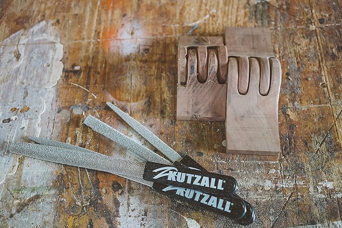Kutzall Original 8" Half-Round Hand Rasp - Fine, for Woodworking & Shaping, W/Ergonomic Soft Grip Handle, Abrasive Tungsten Carbide Coating - 13" (330.2mm) Overall Length - HR8170