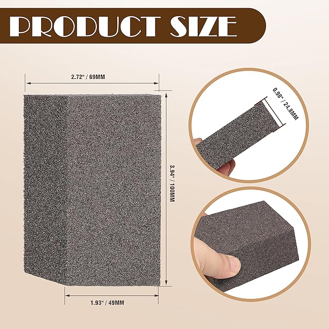 60 Grit Angled Sanding Blocks, Jamiikury Coarse Sponge Sand Block Washable and Reusable, Wet & Dry Sandpaper Block for Wood Metal Drywall and Furniture Paint - Pack of 8