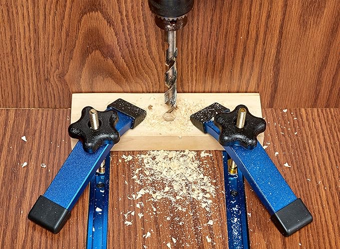 HOTTARGET Aluminum T-track Hold Down Clamps,6-3/8"L x 1-1/4"Width-Woodworking and Clamps - High Strength Aluminum Alloy 6063 - Fine Sandblast Anodized - Blue Color (T-track Hold Down Clamps 4pk)