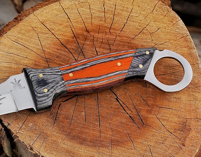 Handmade Stainless Steel Lineman’s Hawkbill knife with Leather sheath, Heavy Duty Utility Knife blade Electrician Wire Skinning knife for professional.