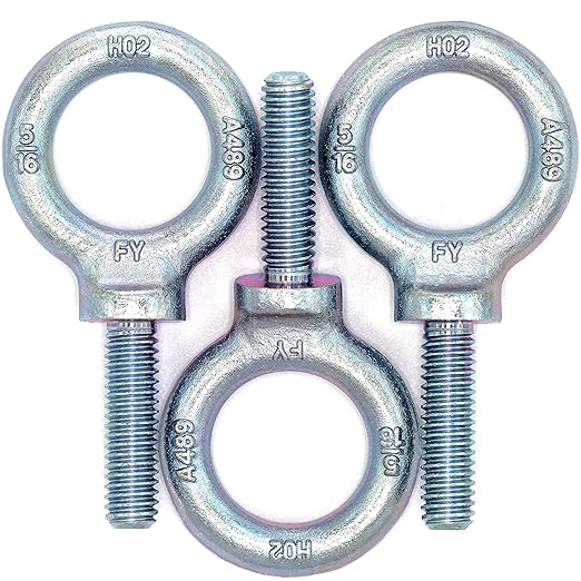 3 Pcs Lifting Shoulder Eye Bolts 5/16" Blue-Bright Zinc Plated