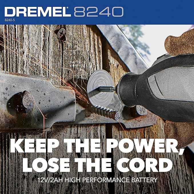 Dremel 8240 12V Cordless Rotary Tool Kit with Variable Speed and Comfort Grip -Includes 2AH Battery Pack, Charger & more (Renewed)