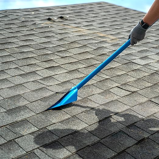 Tie Down | 47.5 in. El Burro Shingle Shovel Stripper | Roof Tear-Off & Nail Remover Tool | Professional Roofing & Siding Tool | Durable Steel | Lightweight, Ergonomic D-Handle | Blue
