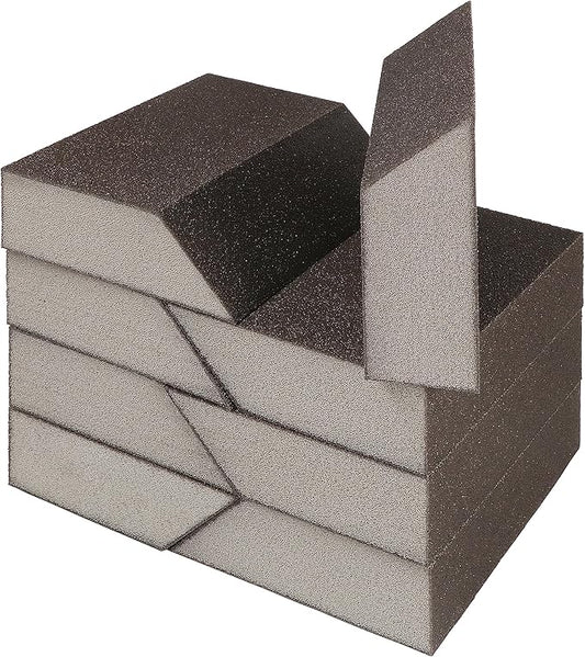 120 Grit Angled Sanding Blocks, Jamiikury Fine Sponge Sand Block Washable and Reusable, Wet & Dry Sandpaper Block for Wood Metal Drywall and Furniture Paint - Pack of 8